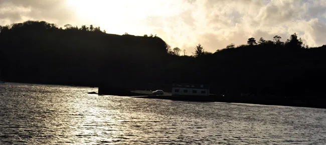 A car park next to the water, Stornoway harbour.