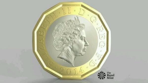 The new pound coin design.