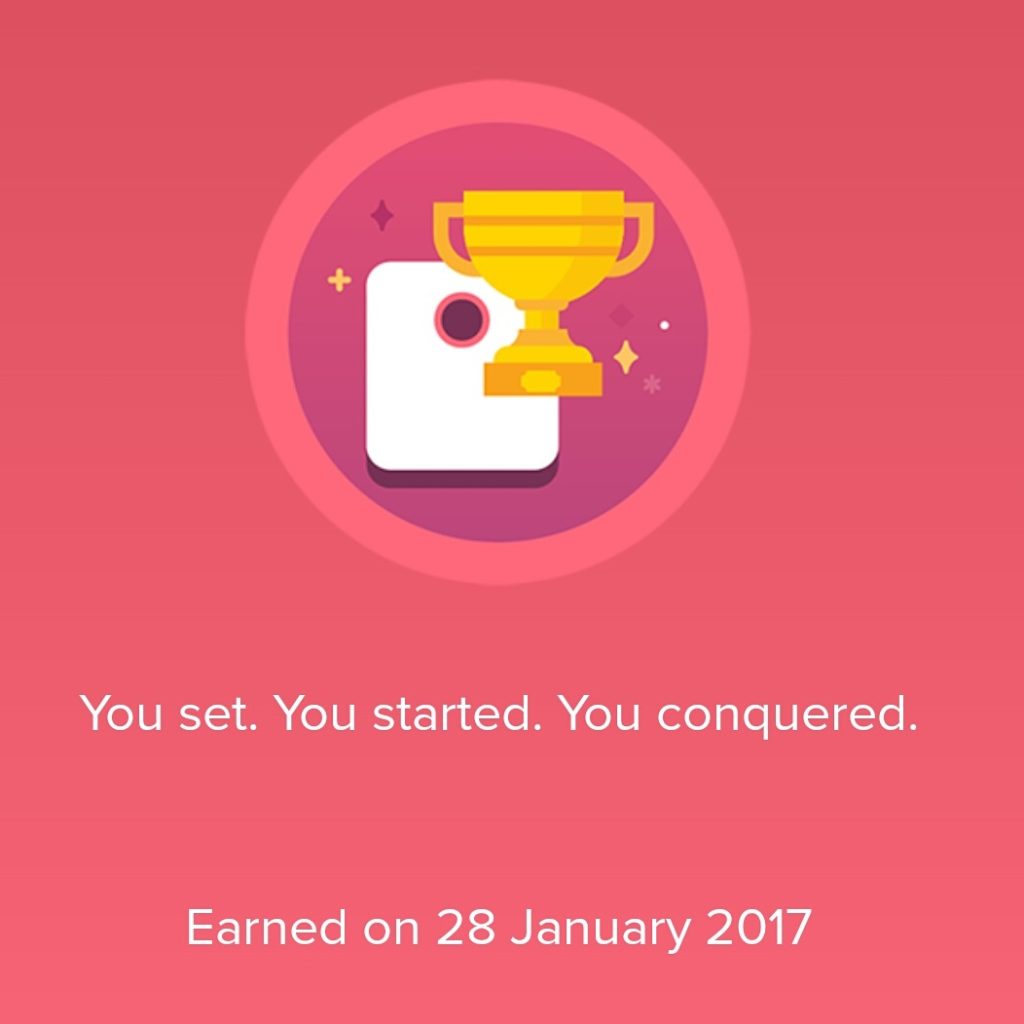 A Fitbit image showing that a weight goal was achieved on 28th January. The weight is not shown.
