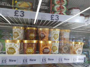 halo top ice cream on the shelves at tesco