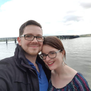 Myself and my partner by the waterside in Dundee