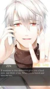 A pretty anime boy pressed up against the phone screen.